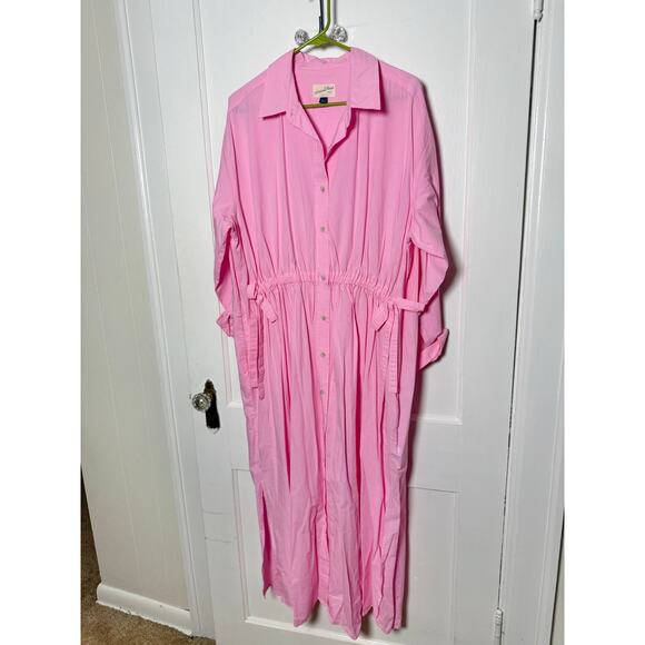 Universal Thread Pastel Pink Oversized Midi Shirt Dress Women's Large - Picture 2 of 7